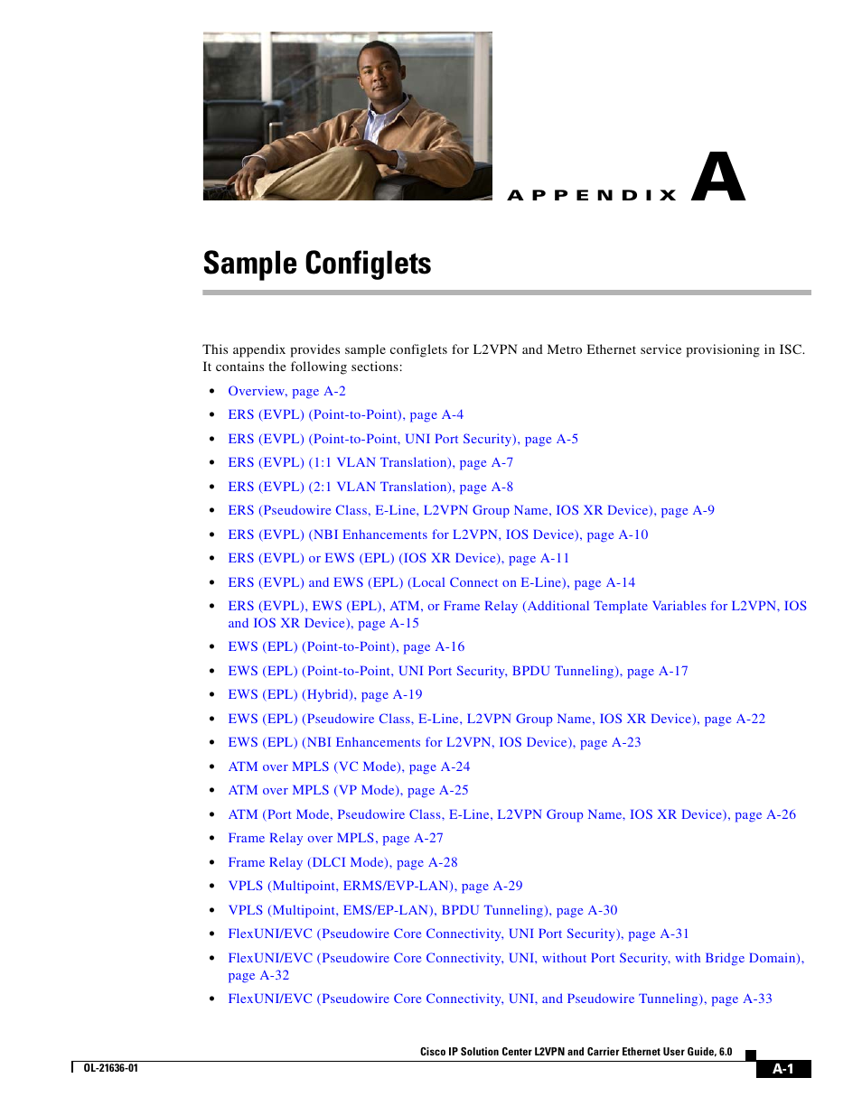 Sample configlets, A p p e n d i x, Appendix a, “sample configlets | Cisco OL-21636-01 User Manual | Page 279 / 398