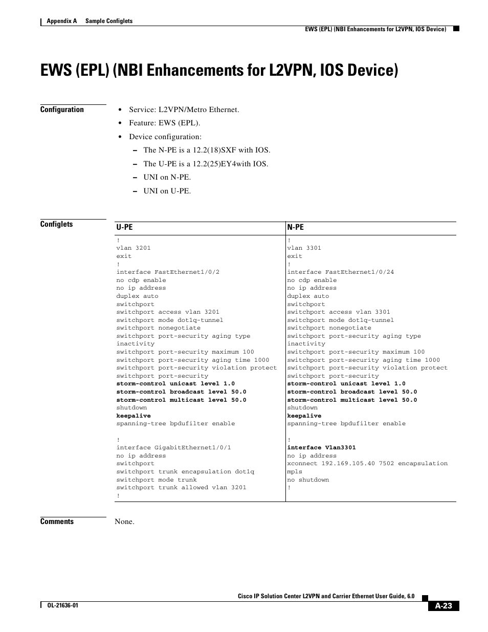 Ews (epl) (nbi enhancements for l2vpn, ios device) | Cisco OL-21636-01 User Manual | Page 301 / 398