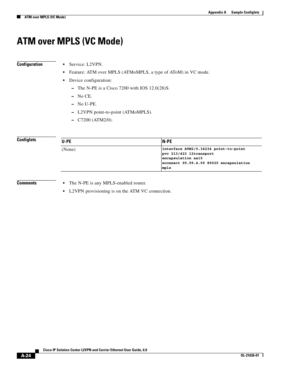Atm over mpls (vc mode) | Cisco OL-21636-01 User Manual | Page 302 / 398