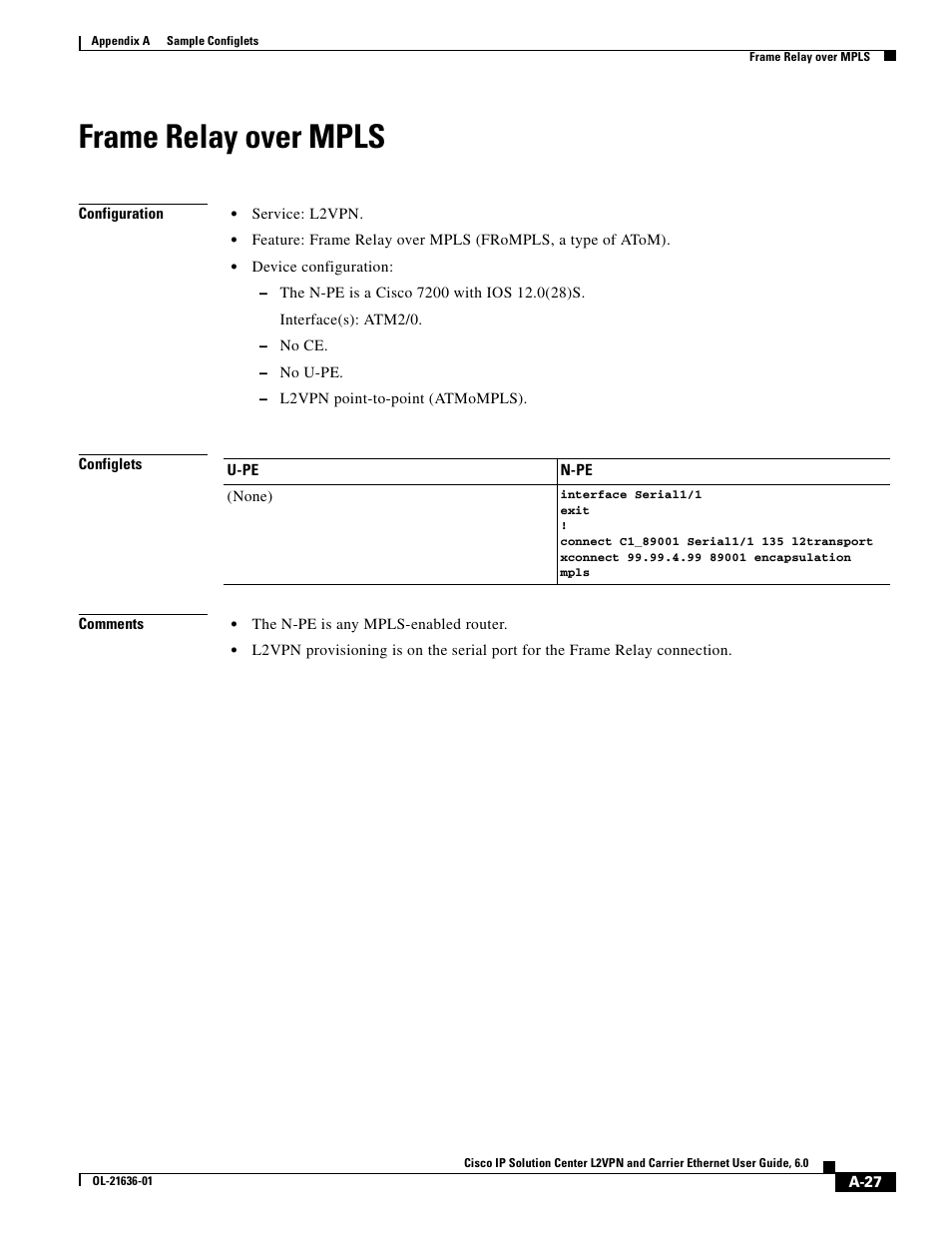 Frame relay over mpls | Cisco OL-21636-01 User Manual | Page 305 / 398