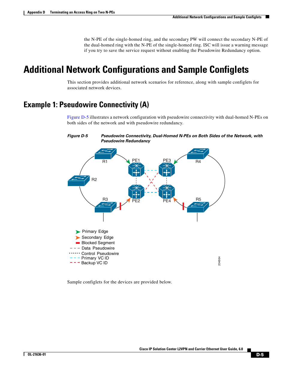 Example 1: pseudowire connectivity (a), Additional network | Cisco OL-21636-01 User Manual | Page 367 / 398