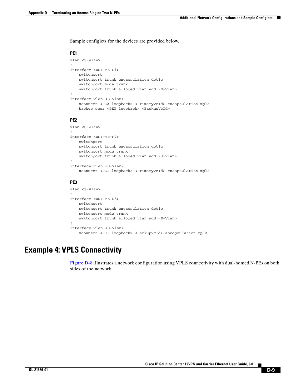 Example 4: vpls connectivity | Cisco OL-21636-01 User Manual | Page 371 / 398