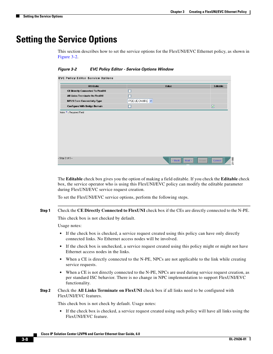 Setting the service options, Figure 3-2 | Cisco OL-21636-01 User Manual | Page 42 / 398