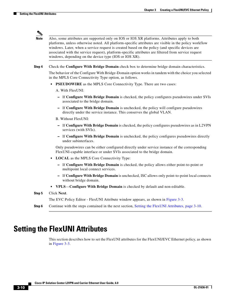 Setting the flexuni attributes | Cisco OL-21636-01 User Manual | Page 44 / 398