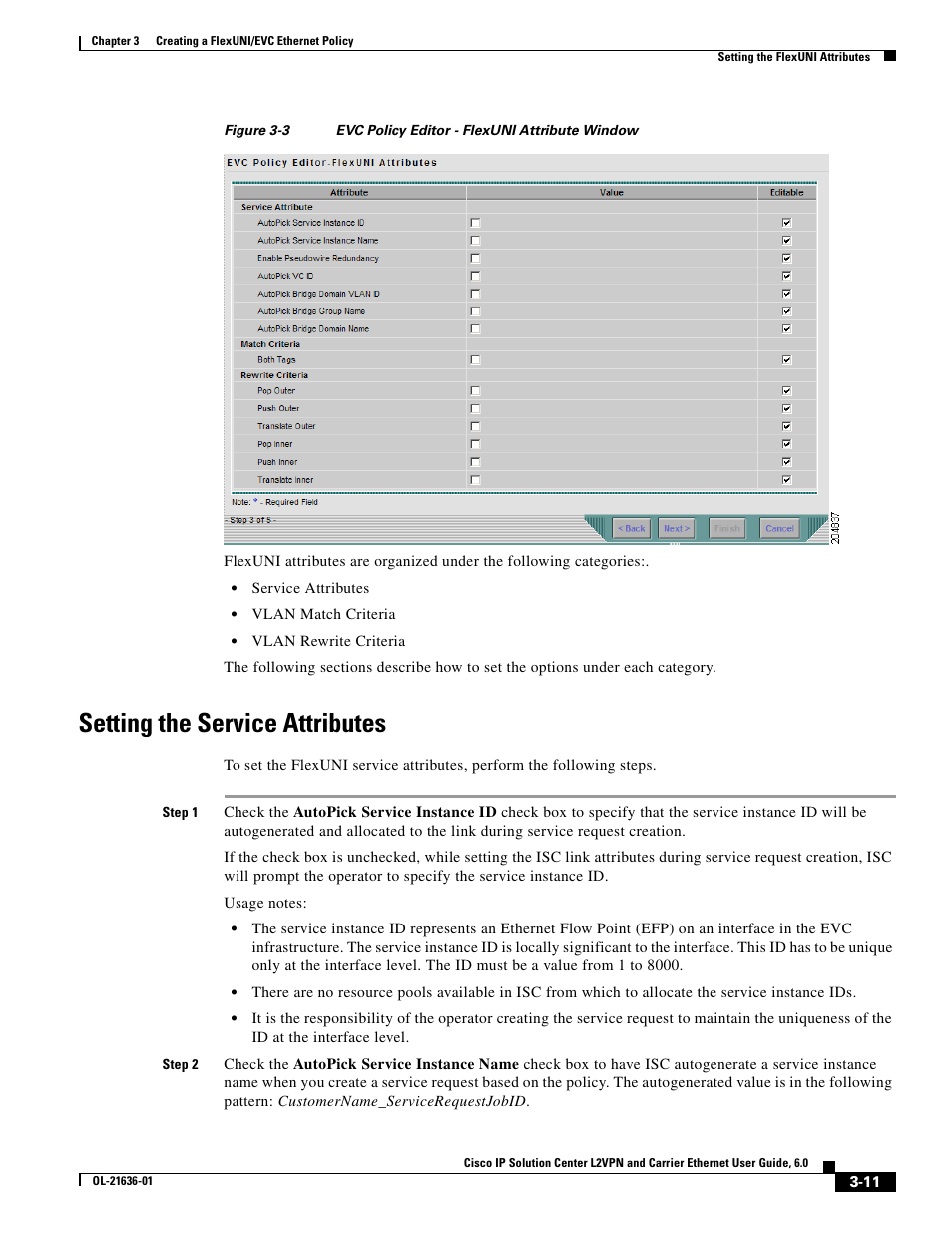 Setting the service attributes, Figure 3-3 | Cisco OL-21636-01 User Manual | Page 45 / 398