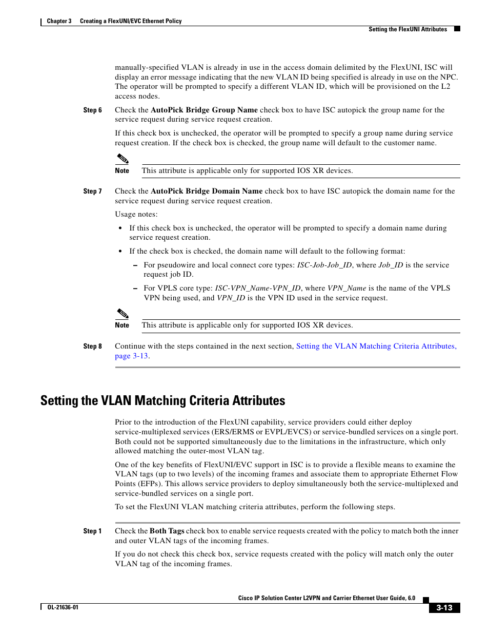 Setting the vlan matching criteria attributes | Cisco OL-21636-01 User Manual | Page 47 / 398