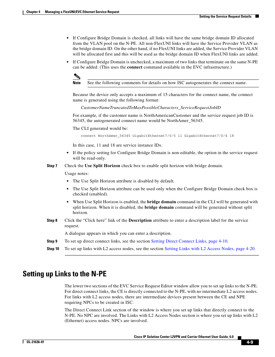 Setting up links to the n-pe | Cisco OL-21636-01 User Manual | Page 67 / 398