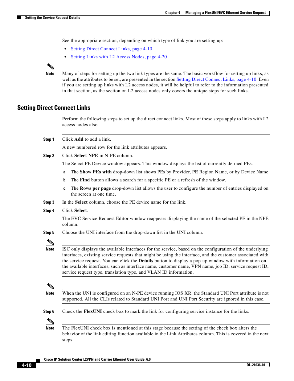 Setting direct connect links | Cisco OL-21636-01 User Manual | Page 68 / 398