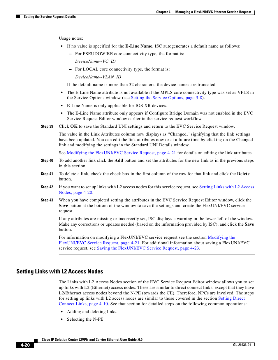 Setting links with l2 access nodes | Cisco OL-21636-01 User Manual | Page 78 / 398