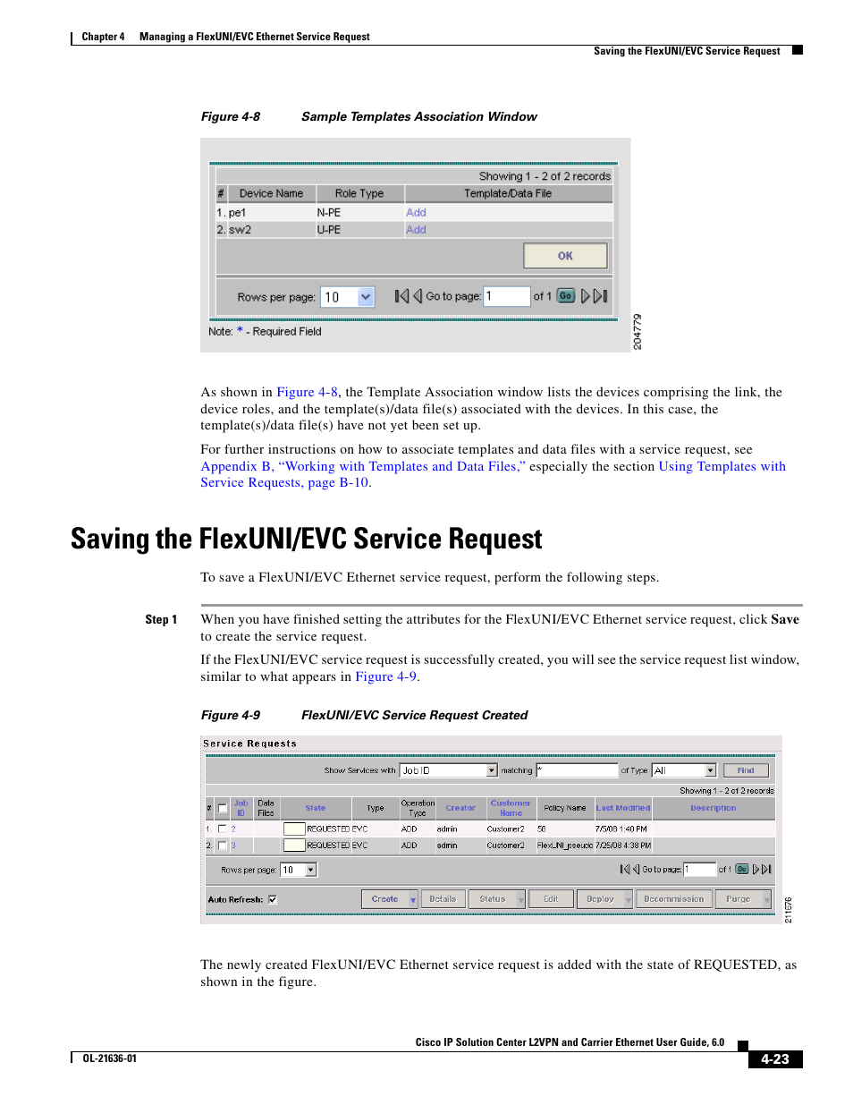 Saving the flexuni/evc service request, Saving the flexuni/evc, Figure 4-8 | Cisco OL-21636-01 User Manual | Page 81 / 398