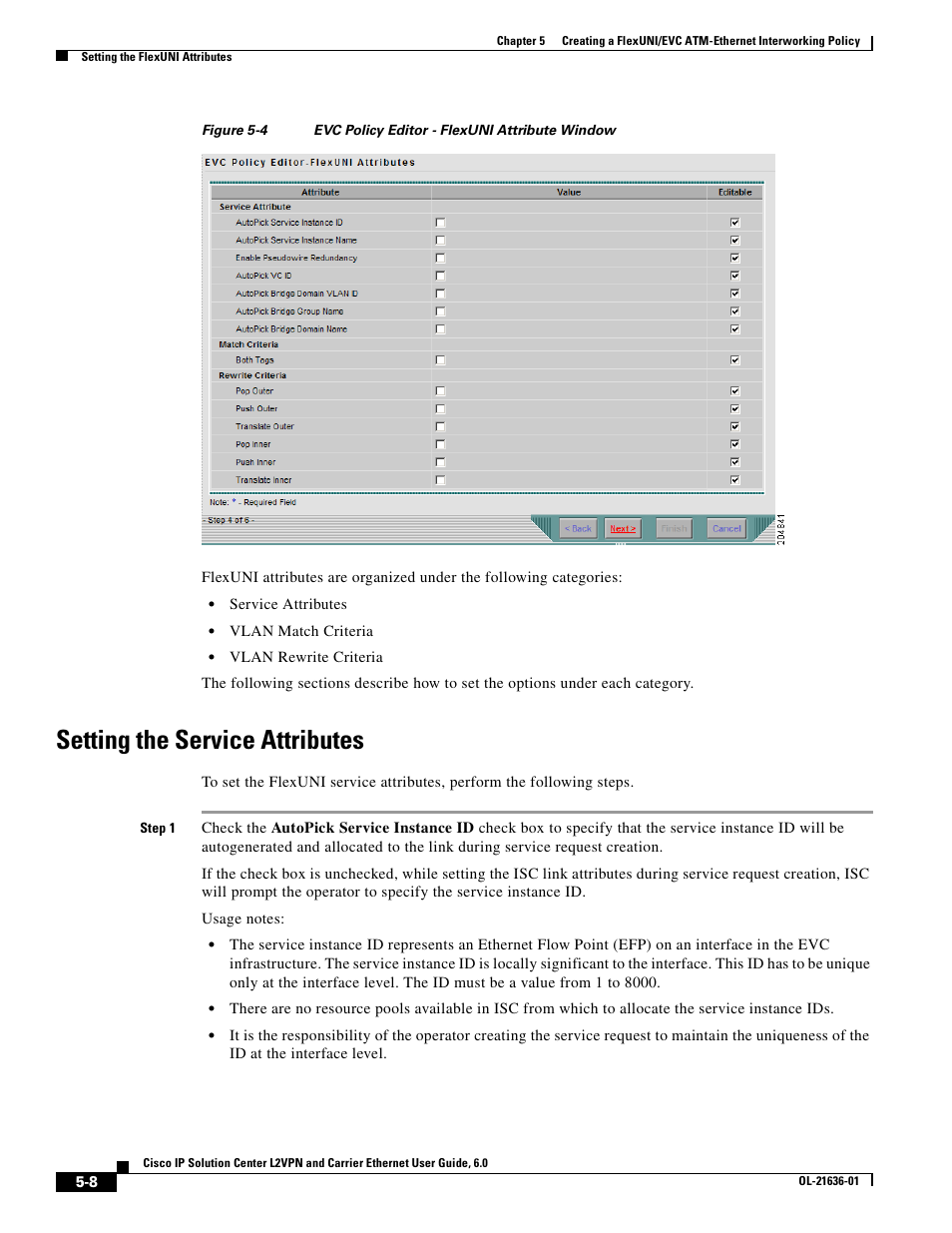 Setting the service attributes, Figure 5-4 | Cisco OL-21636-01 User Manual | Page 90 / 398