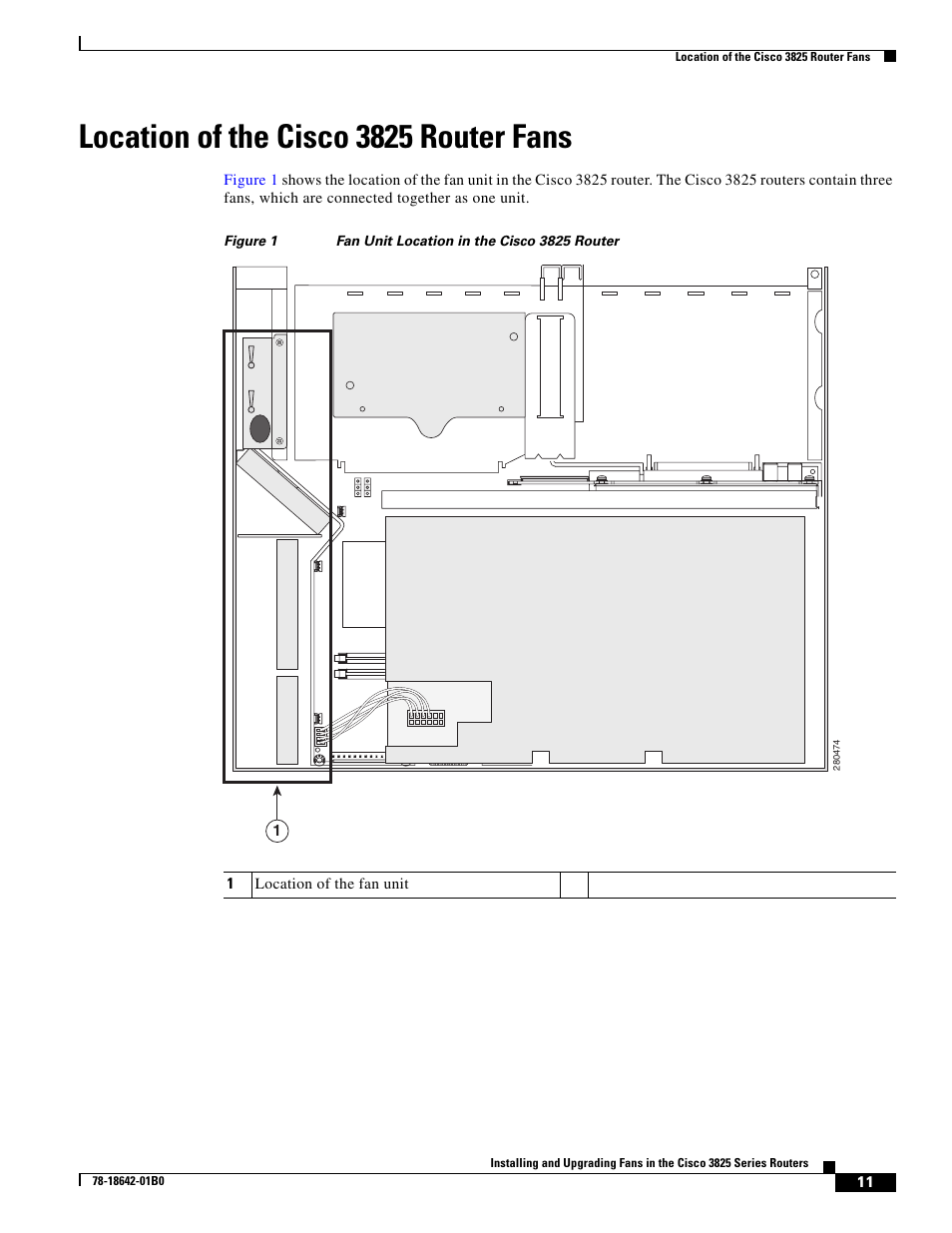 Location of the cisco 3825 router fans | Cisco 3825 Series User Manual | Page 11 / 20