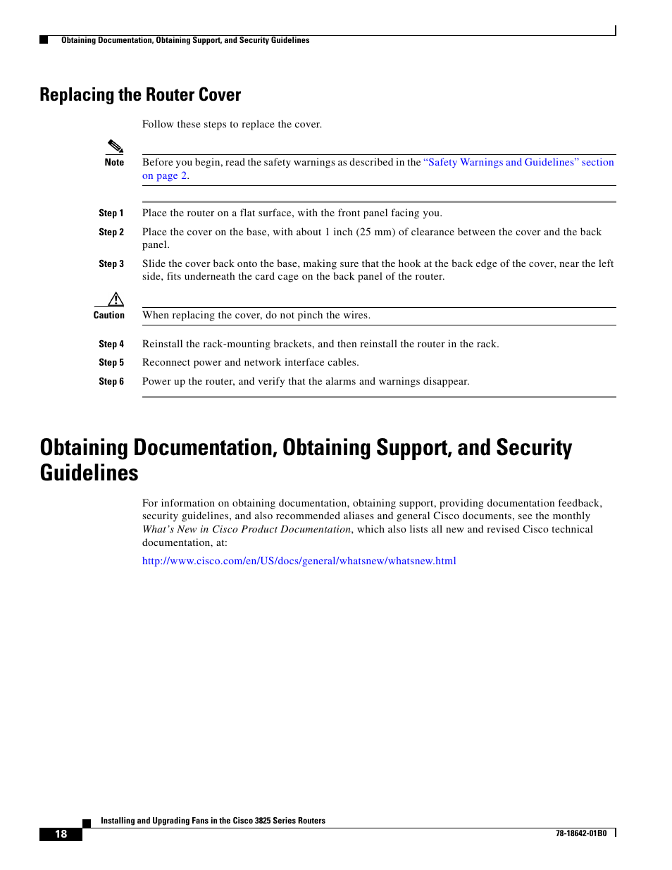 Replacing the router cover | Cisco 3825 Series User Manual | Page 18 / 20
