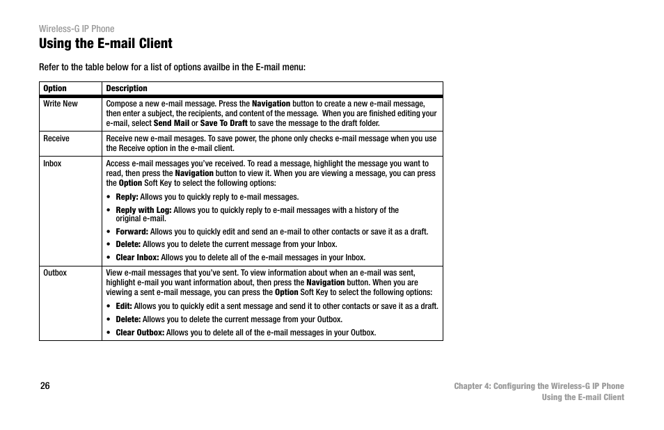 Using the e-mail client | Cisco WIP300 User Manual | Page 35 / 90
