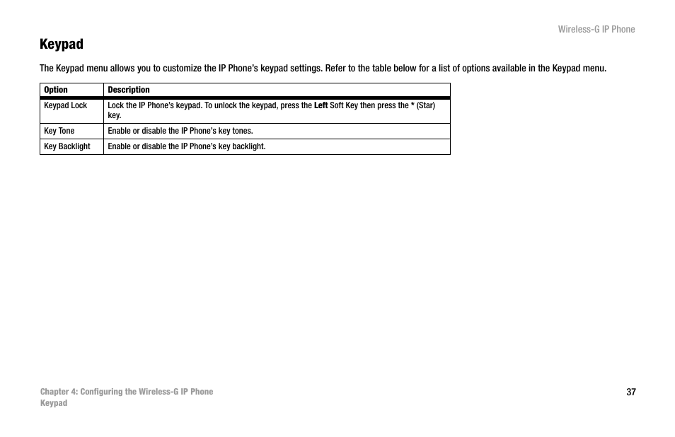 Keypad | Cisco WIP300 User Manual | Page 46 / 90