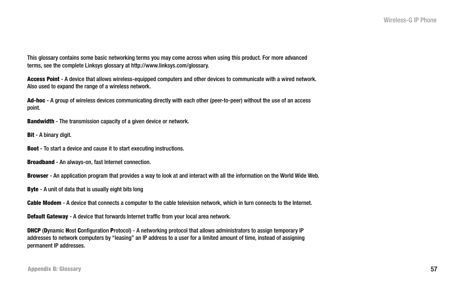 Appendix b: glossary | Cisco WIP300 User Manual | Page 66 / 90