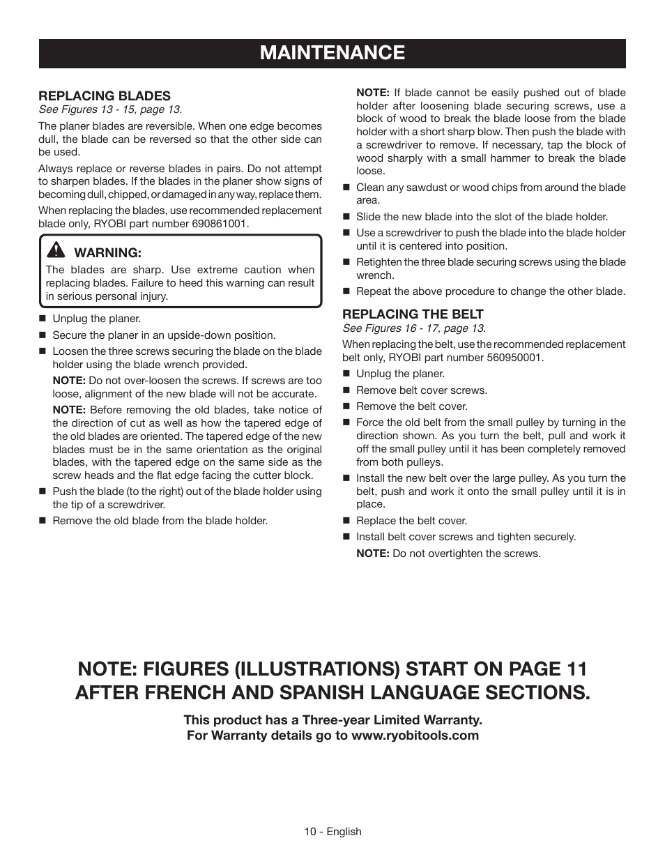 Maintenance | Ryobi HPL51 User Manual | Page 10 / 32