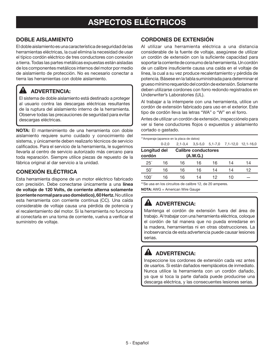 Aspectos eléctricos | Ryobi HPL51 User Manual | Page 23 / 32