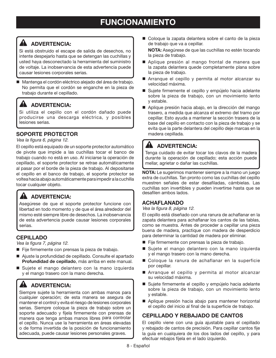 Funcionamiento | Ryobi HPL51 User Manual | Page 26 / 32