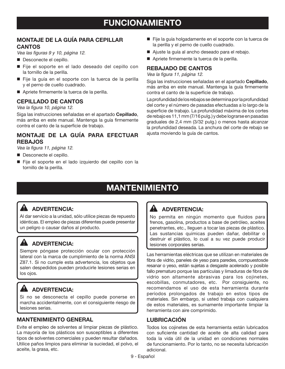 Funcionamiento, Mantenimiento | Ryobi HPL51 User Manual | Page 27 / 32