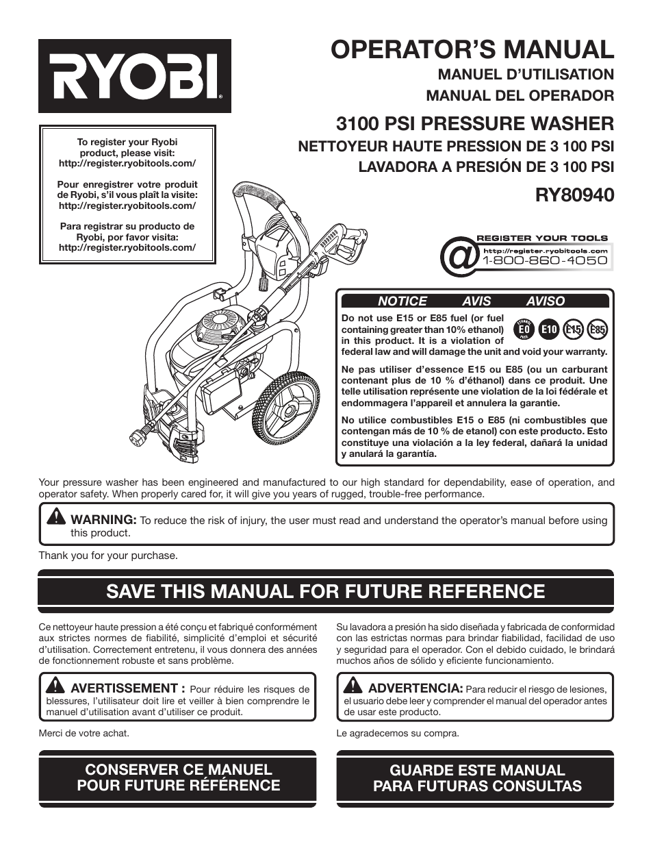 Ryobi RY80940 User Manual | 56 pages