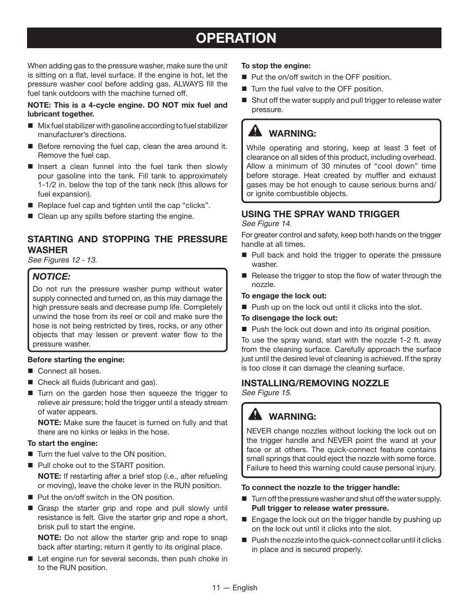 Operation | Ryobi RY80940 User Manual | Page 15 / 56