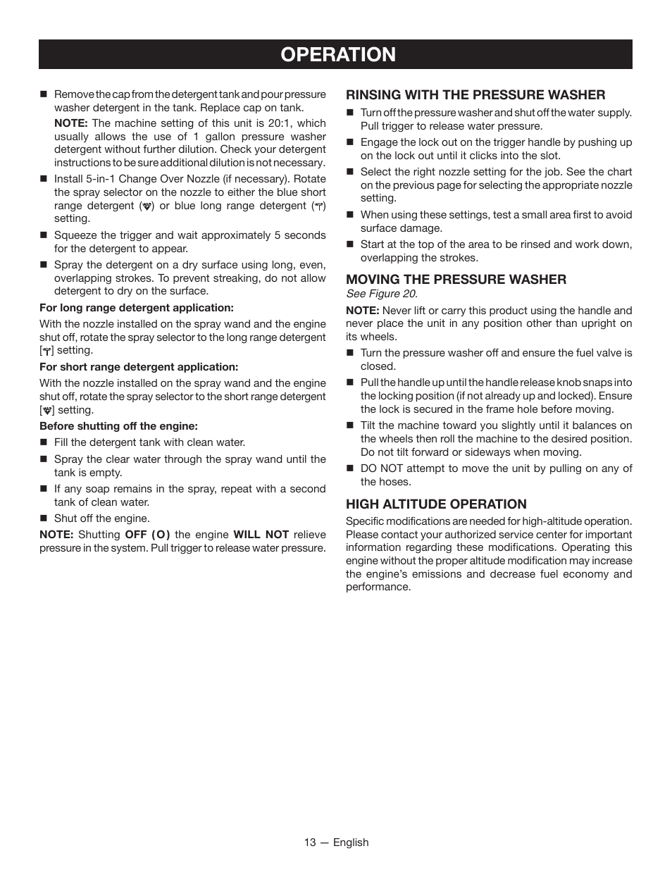 Operation | Ryobi RY80940 User Manual | Page 17 / 56