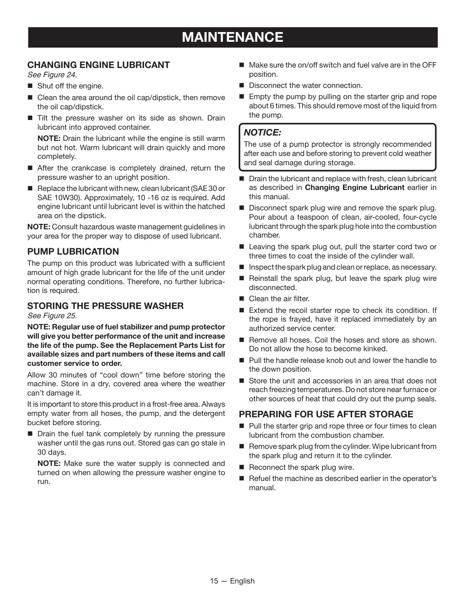 Maintenance | Ryobi RY80940 User Manual | Page 19 / 56