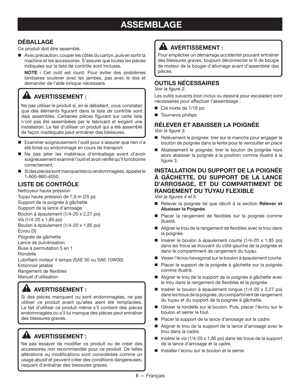 Assemblage | Ryobi RY80940 User Manual | Page 28 / 56