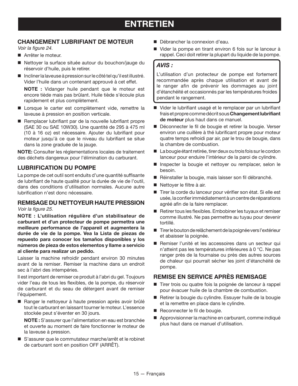 Entretien | Ryobi RY80940 User Manual | Page 35 / 56