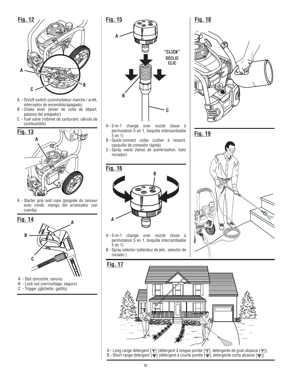 Fig. 14 fig. 15, Fig. 12, Fig. 19 fig. 18 | Ryobi RY80940 User Manual | Page 4 / 56
