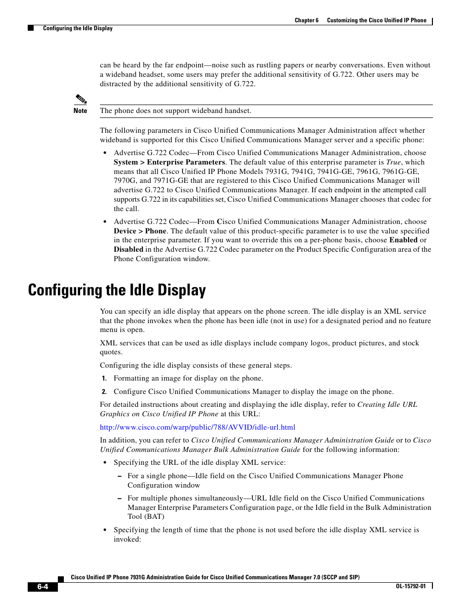 Configuring the idle display | Cisco OL-15792-01 User Manual | Page 4 / 6