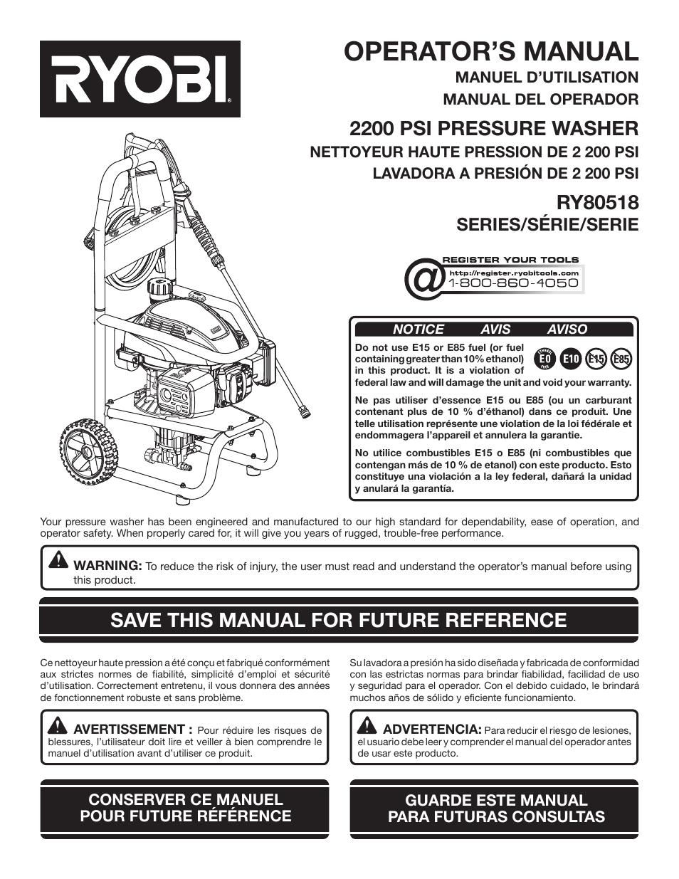 Ryobi RY80518 User Manual | 64 pages