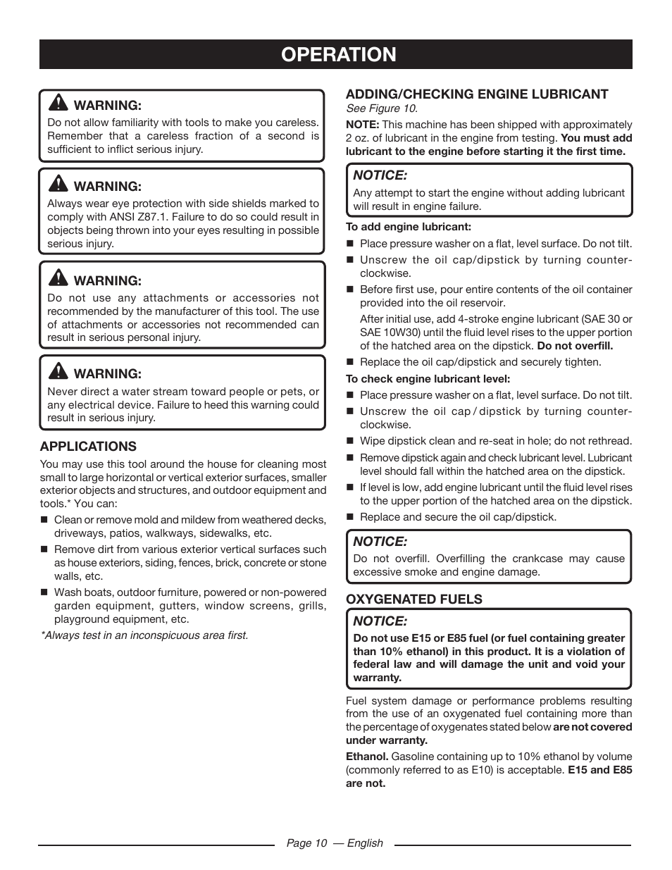 Operation | Ryobi RY80518 User Manual | Page 14 / 64