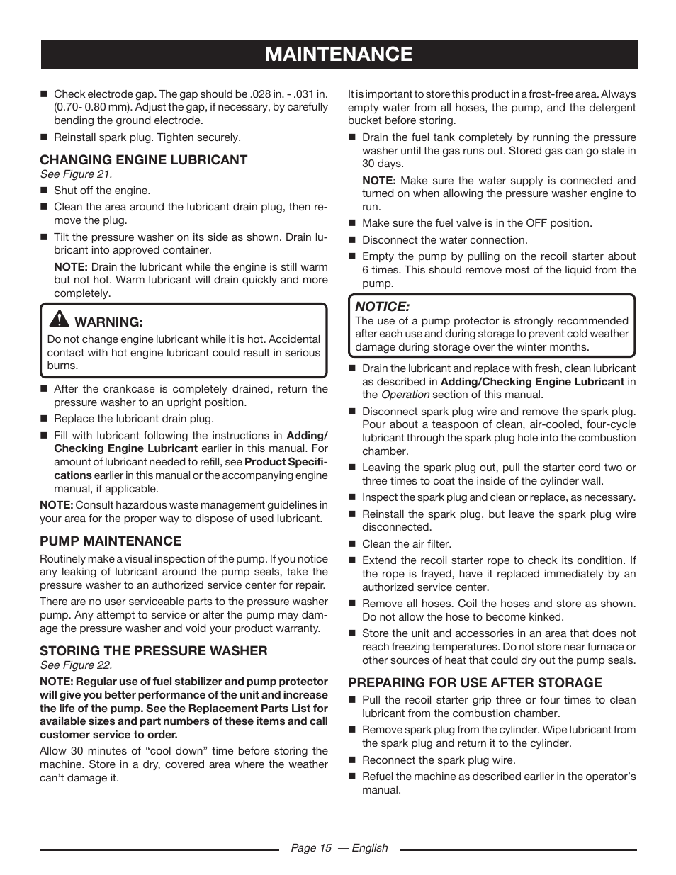 Maintenance | Ryobi RY80518 User Manual | Page 19 / 64
