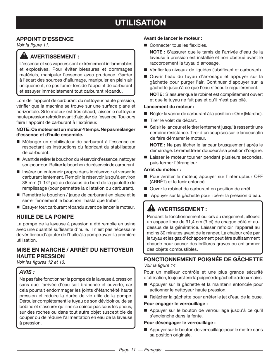 Utilisation | Ryobi RY80518 User Manual | Page 34 / 64