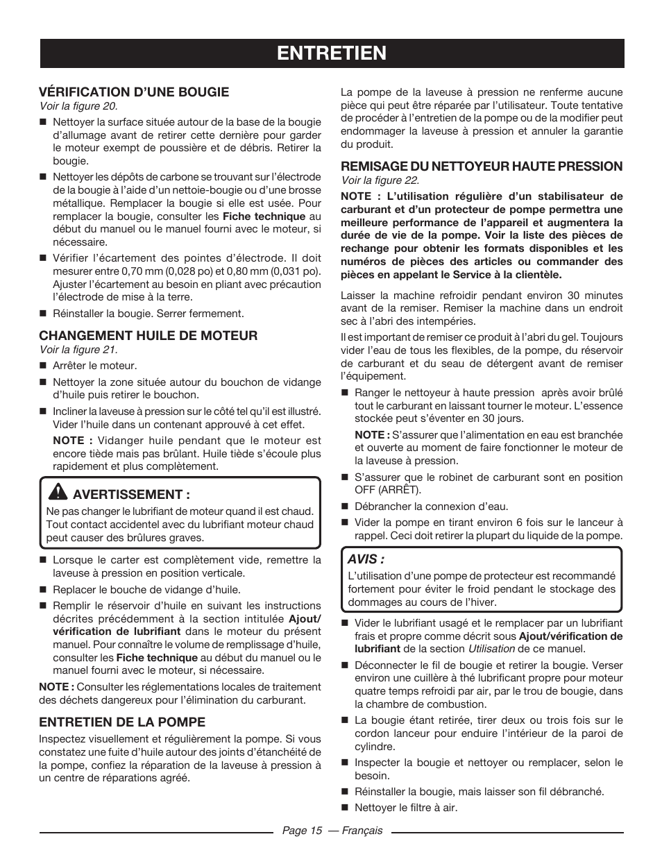 Entretien | Ryobi RY80518 User Manual | Page 38 / 64