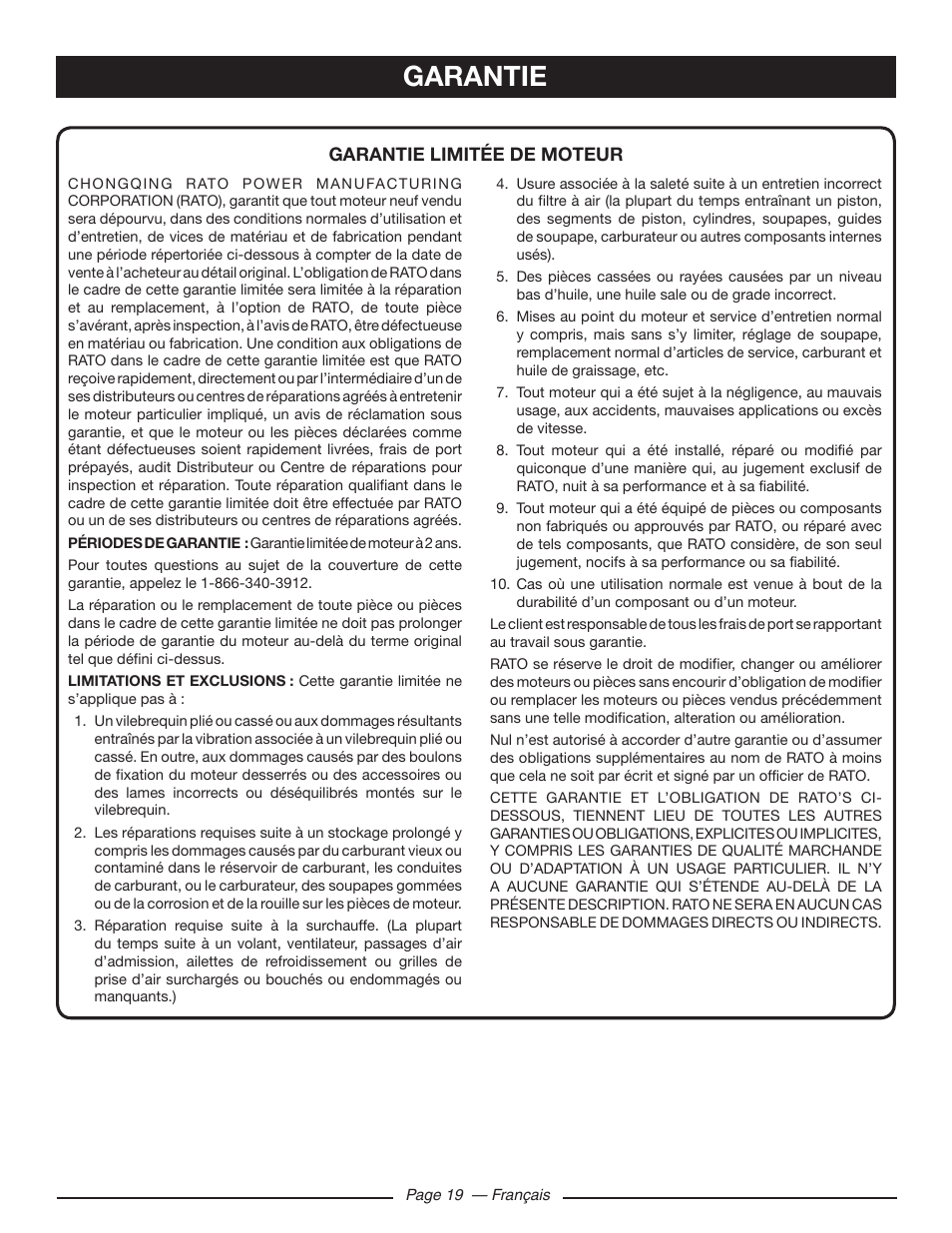 Garantie | Ryobi RY80518 User Manual | Page 42 / 64