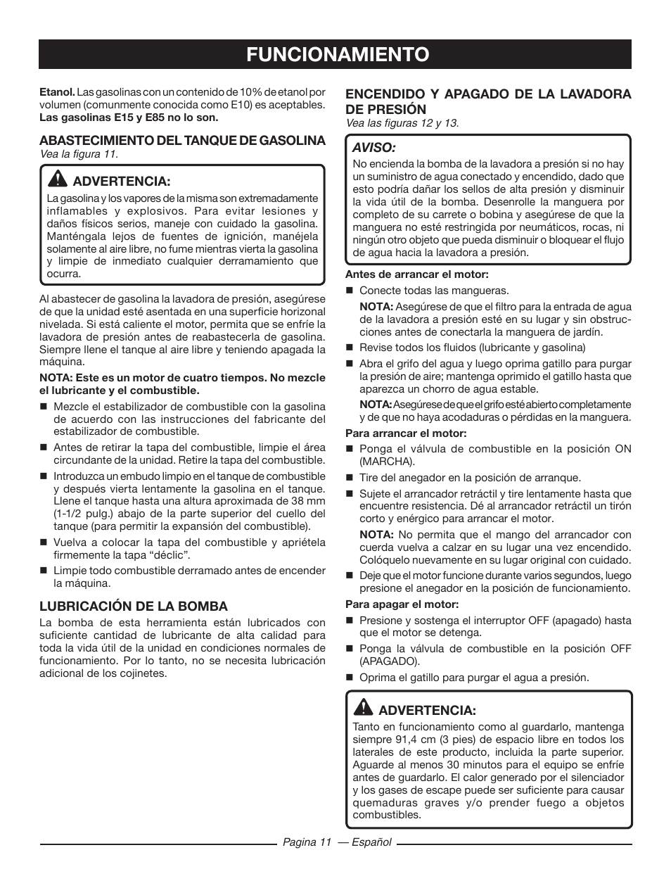 Funcionamiento | Ryobi RY80518 User Manual | Page 53 / 64