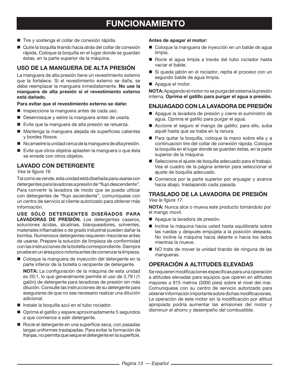 Funcionamiento | Ryobi RY80518 User Manual | Page 55 / 64