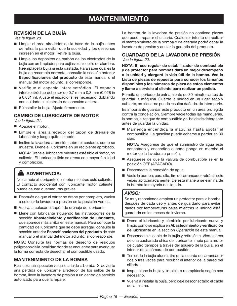 Mantenimiento | Ryobi RY80518 User Manual | Page 57 / 64