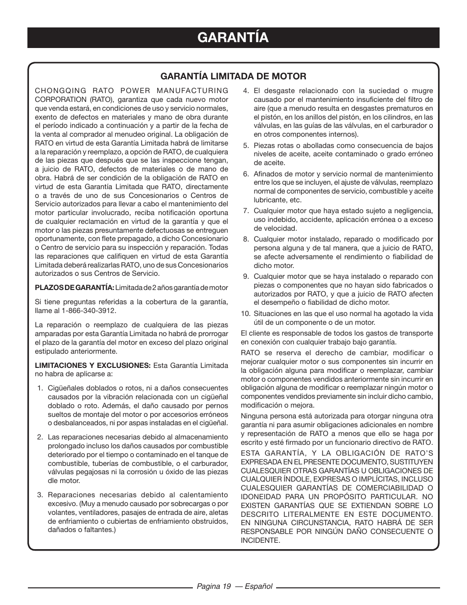 Garantía | Ryobi RY80518 User Manual | Page 61 / 64