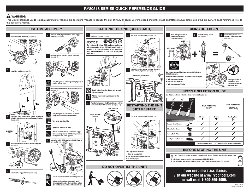 Ryobi RY80518 User Manual | 1 page