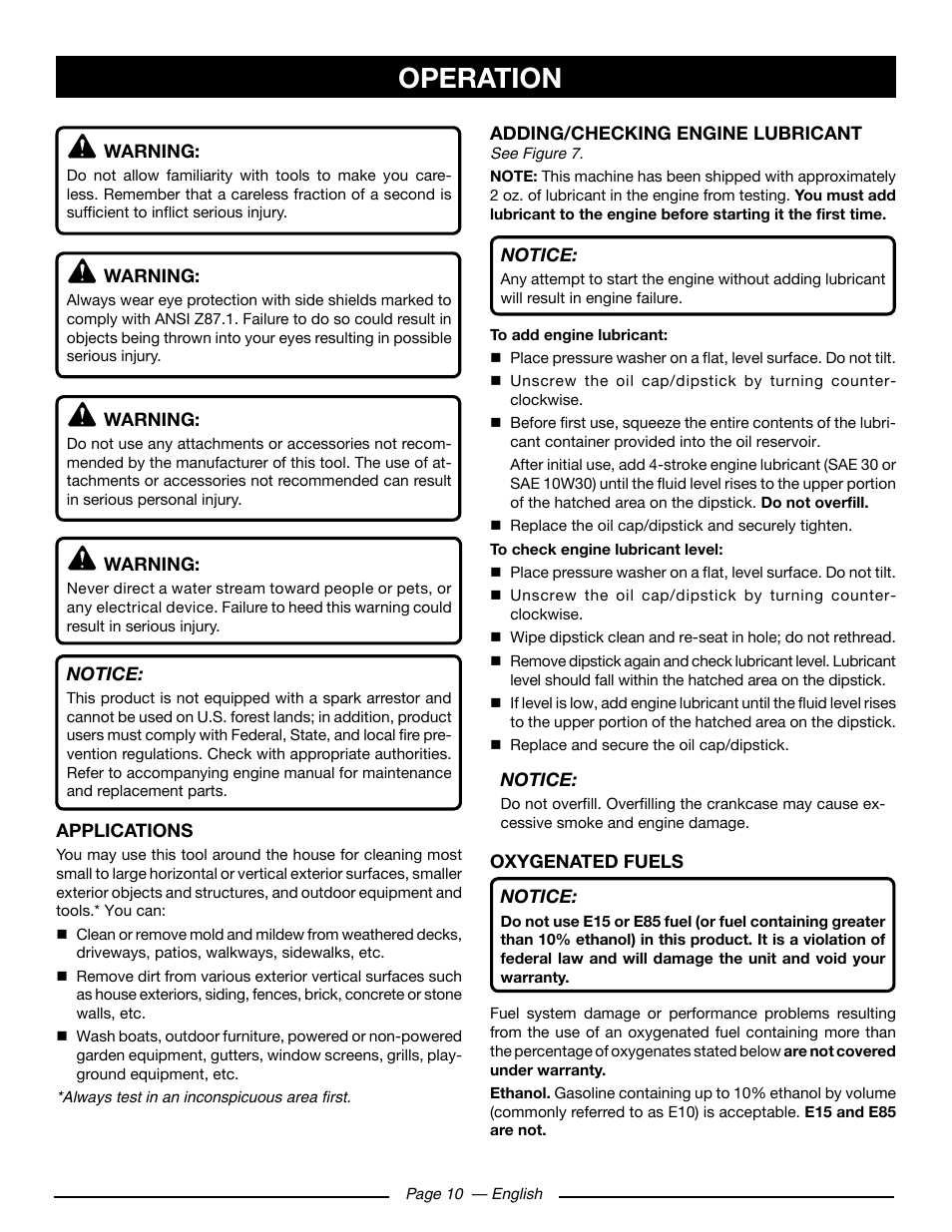 Operation | Ryobi RY80930 User Manual | Page 14 / 52