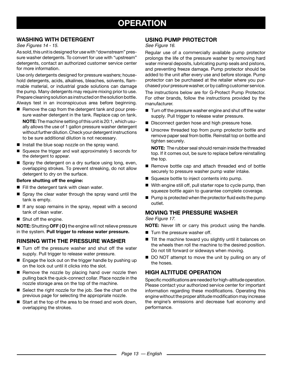 Operation | Ryobi RY80930 User Manual | Page 17 / 52