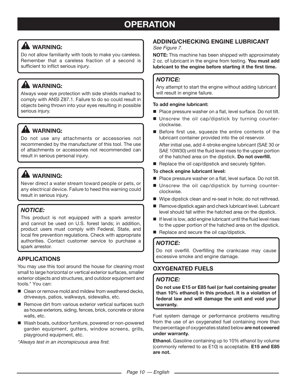 Operation | Ryobi RY80533 User Manual | Page 14 / 64