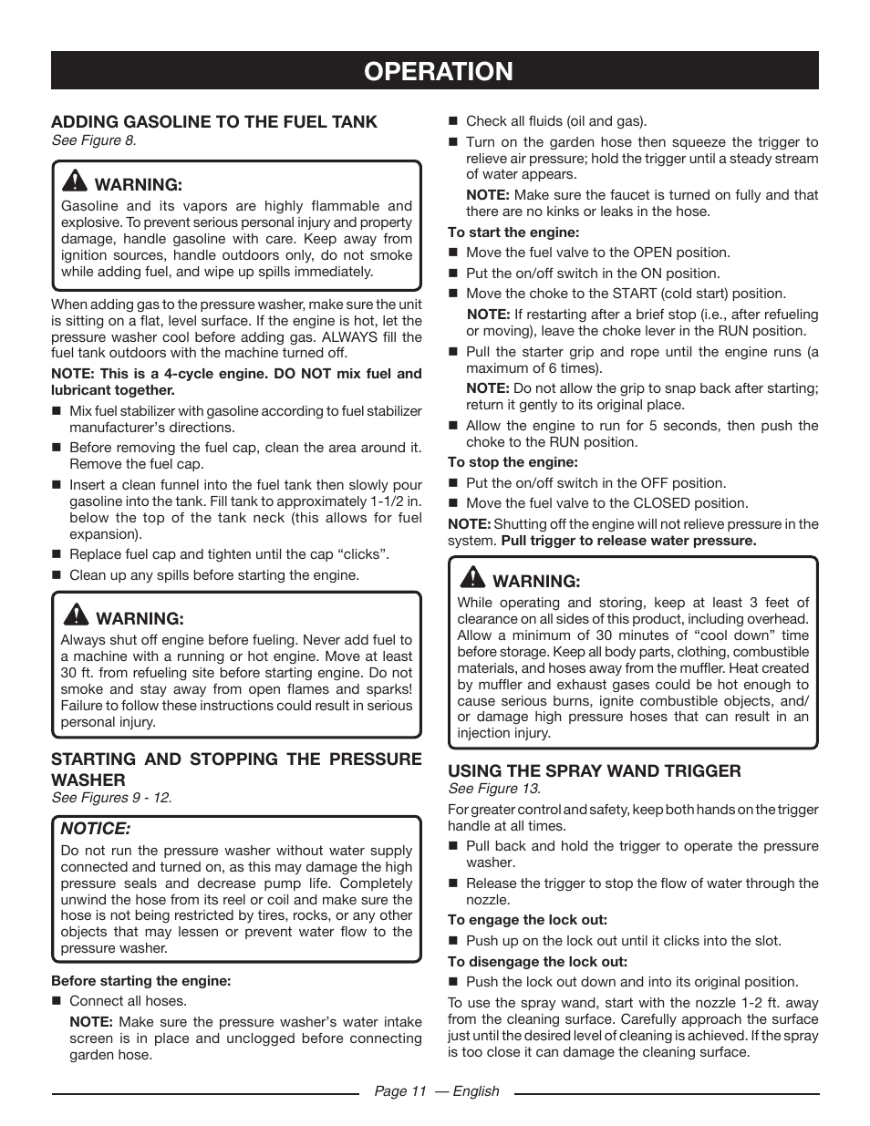 Operation | Ryobi RY80533 User Manual | Page 15 / 64