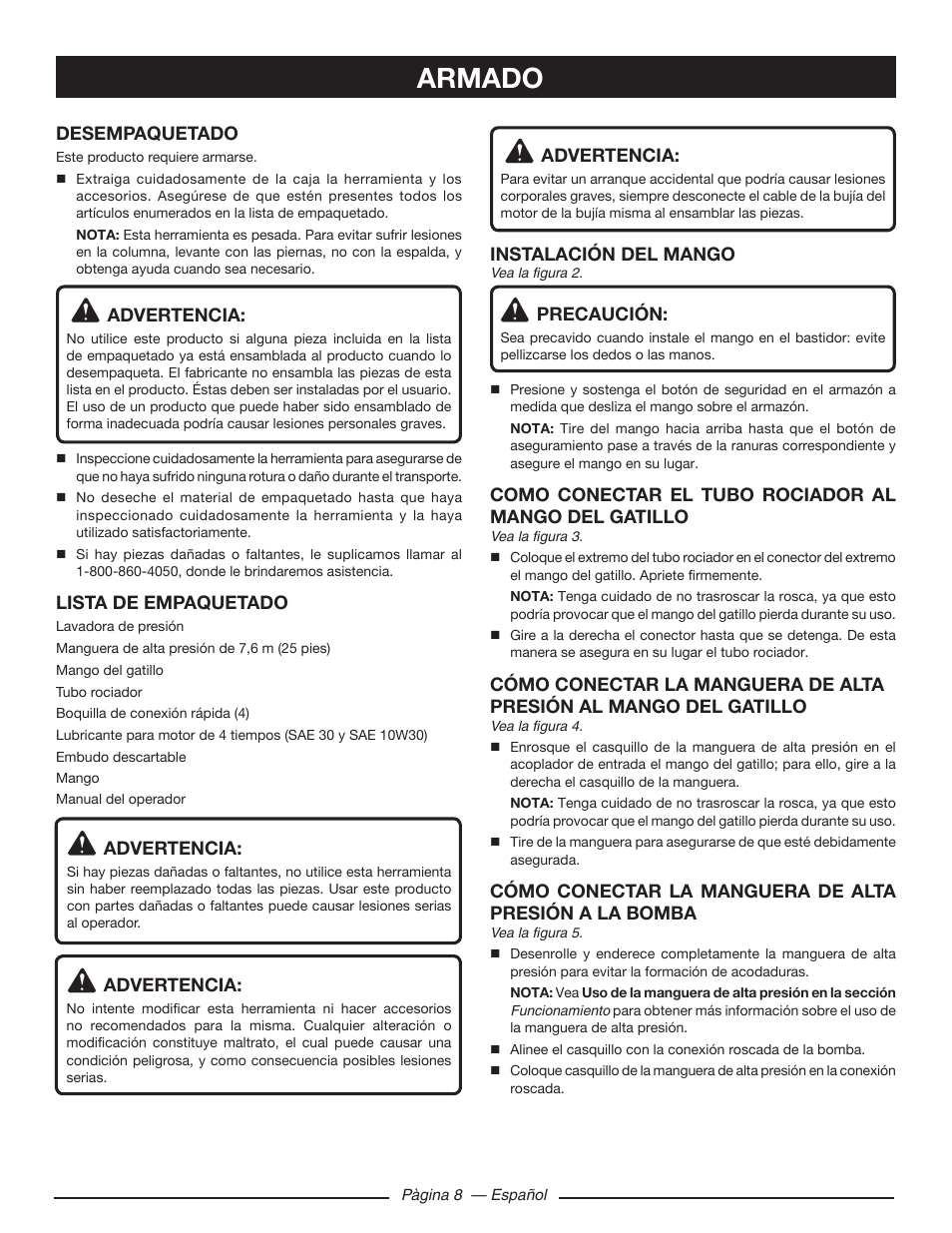Armado | Ryobi RY80533 User Manual | Page 50 / 64