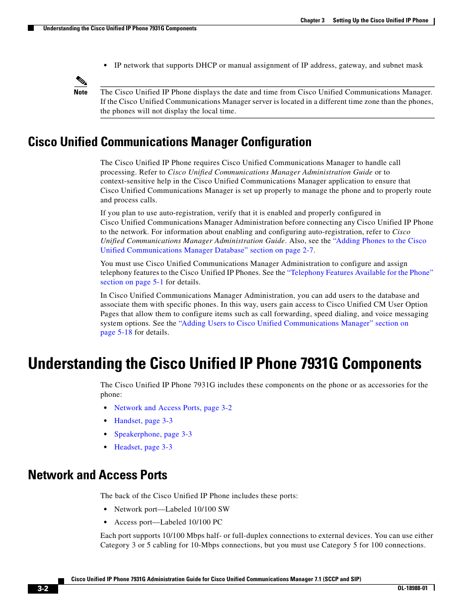 Cisco unified communications manager configuration, Network and access ports | Cisco CISCO UNIFIED OL-18988-01 User Manual | Page 2 / 10