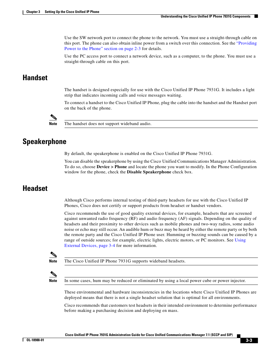 Handset, Speakerphone, Headset | Cisco CISCO UNIFIED OL-18988-01 User Manual | Page 3 / 10